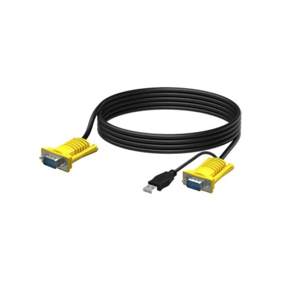 USB VGA KVM Cable 10ft, Connects KVM Switch, USB Keyboard/Mouse Cable, and Display Cable 3m
